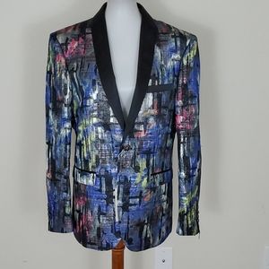Lorenzo Bruno men's watercolor print blazer